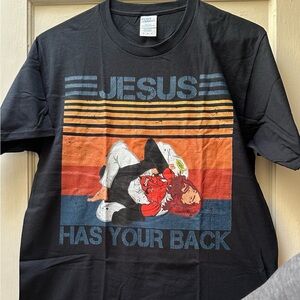 Black Graphic T-Shirt with Jesus